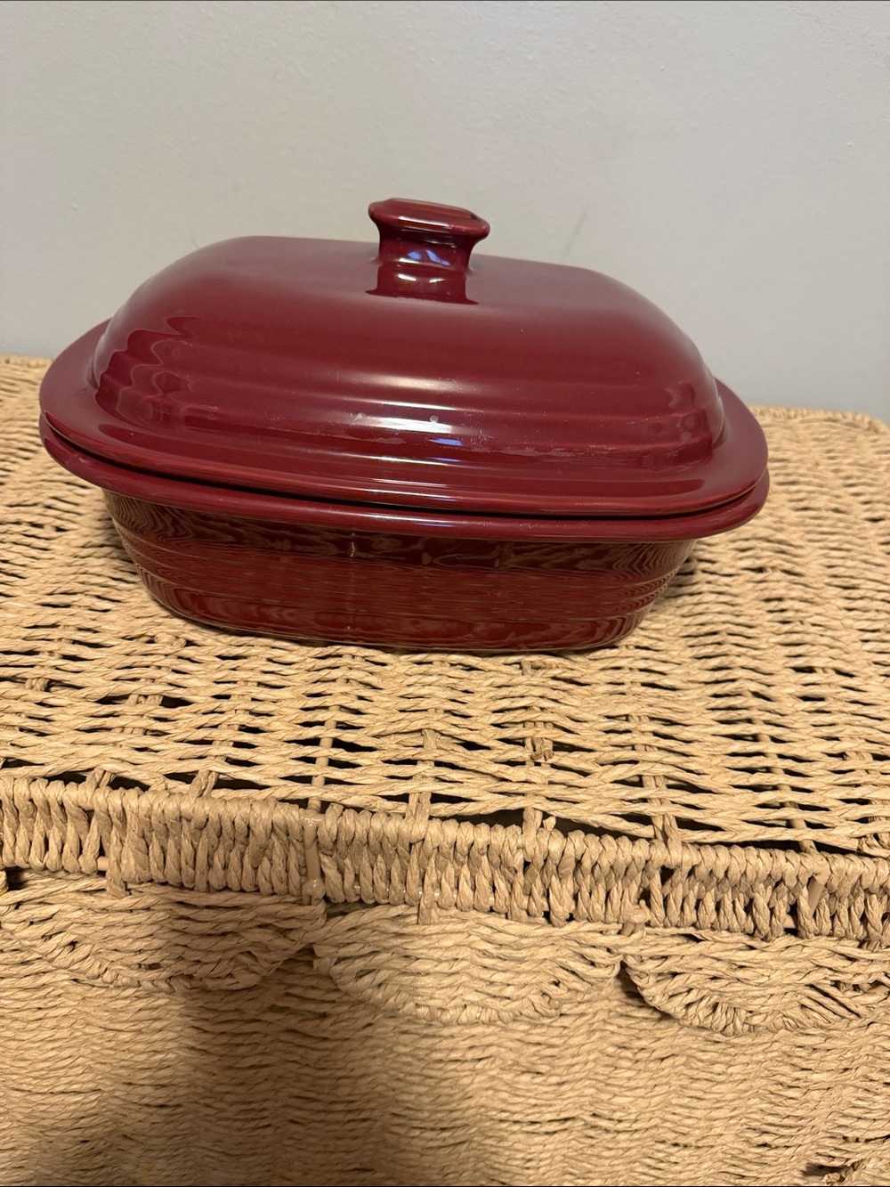 The Pampered Chef Deep Berry-Red Ceramic Covered Baker